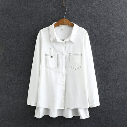 Hong Kong style top line pocket long sleeve shirt