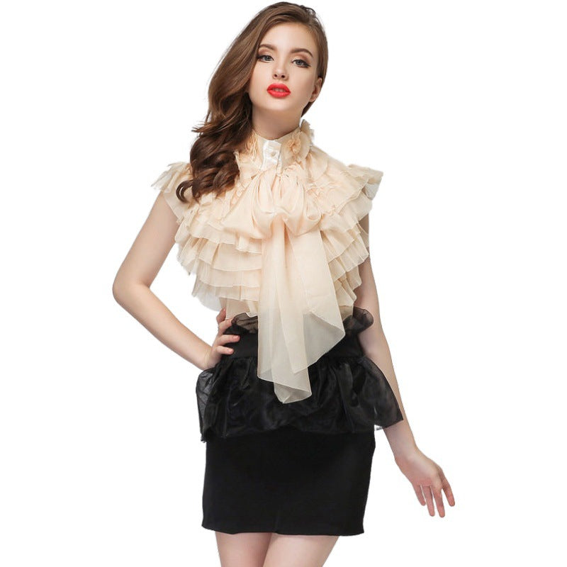 Sleeveless court chiffon shirt