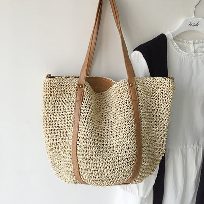 Retro Woven Straw Woven Large-capacity Bucket Food Basket