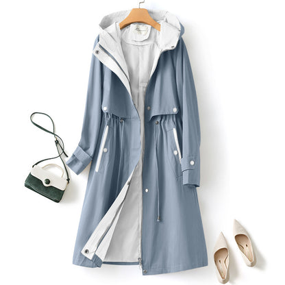 Fashion Color Contrast Hooded Coat For Women