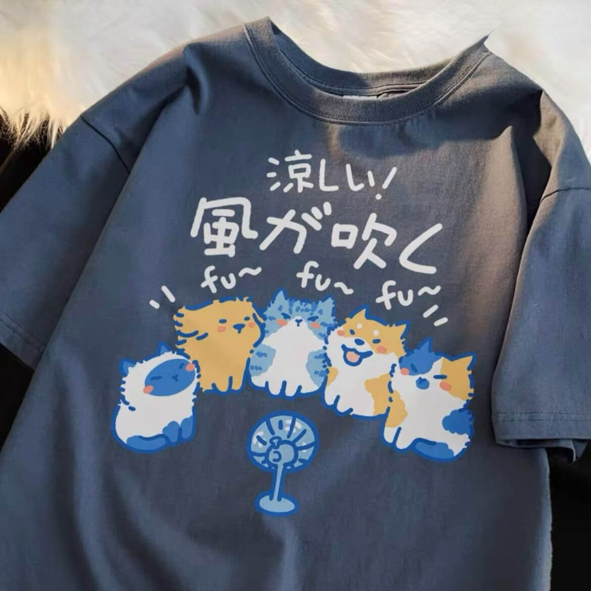 Camiseta holgada de manga corta con estampado de dibujos animados