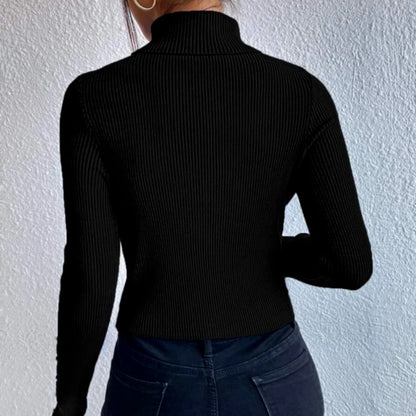 Spring Button Sweater Half Turtleneck Slim Fit Sexy Long Sleeve Women's Knitwear