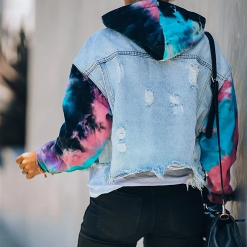 Veste en jean couleur assortie tie-dye