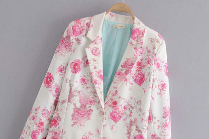 Veste de costume à fleurs roses 