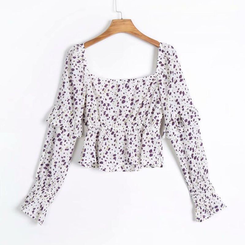 Square collar floral shirt