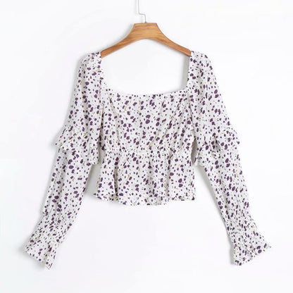 Square collar floral shirt