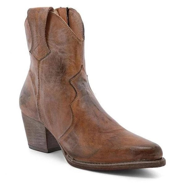 Botas cortas con cremallera lateral y tacón medio y punta puntiaguda para mujer, talla grande