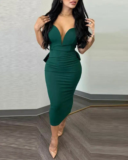 Ladies Bow Stretch Split Dress