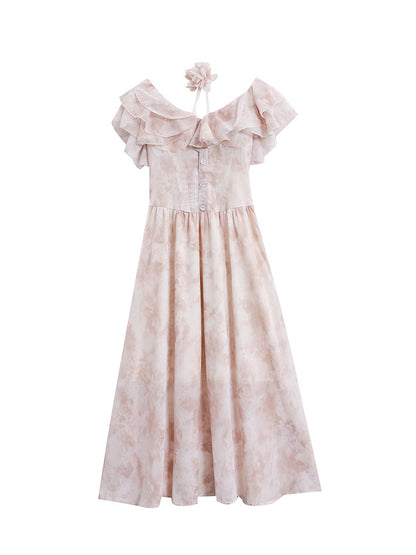 Fashion Personality Retro Fairy Word Collar Dress