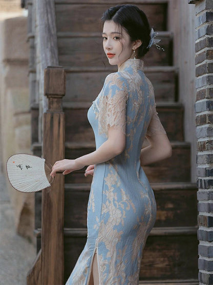 Cheongsam de encaje Temperamento joven Verano de gama alta