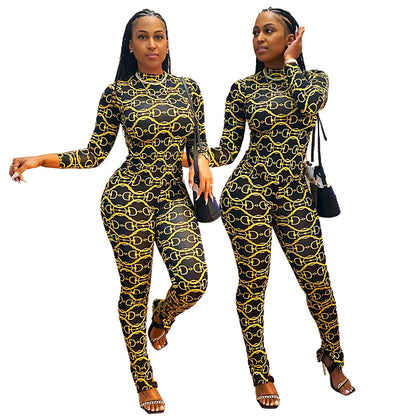 Women's New Printed Slit Shaped Jumpsuit