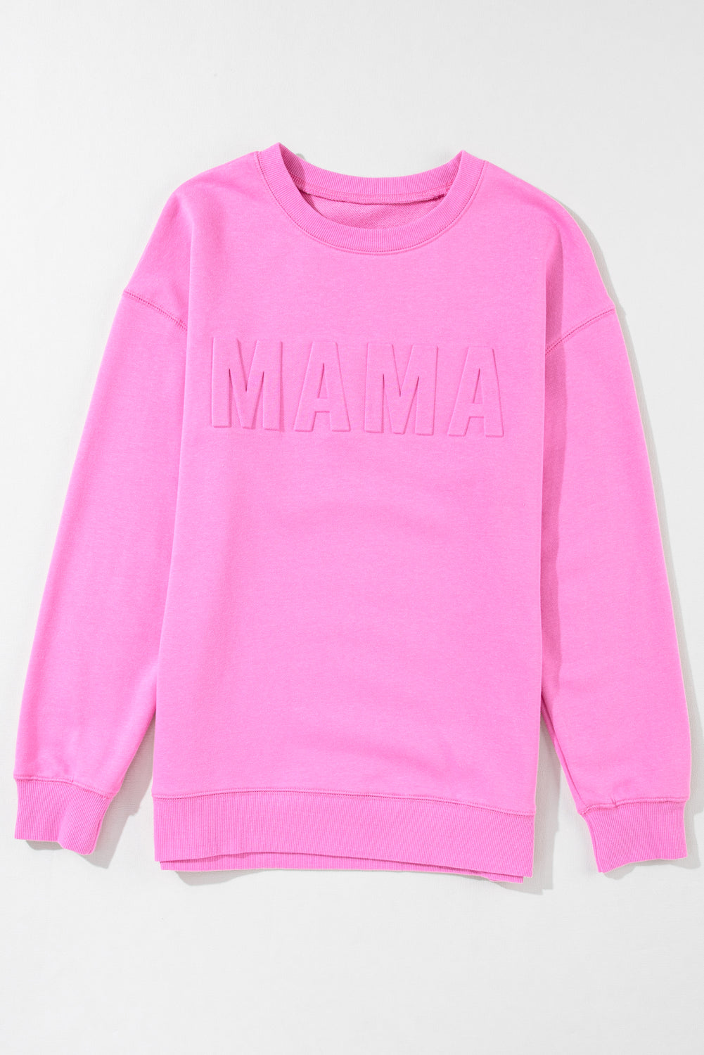 Sudadera informal con estampado de letras MAMA en color rosa brillante