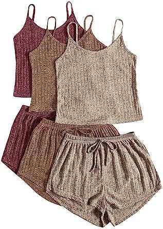 Women's Rib Knitted Crop-top Spaghetti-strap Lace-up Shorts Suit