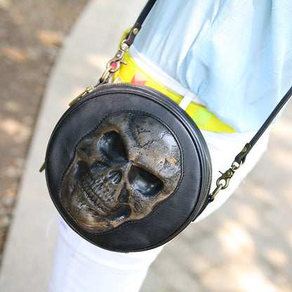 New Skull Vegetable Tanning Leather Handmade Bag