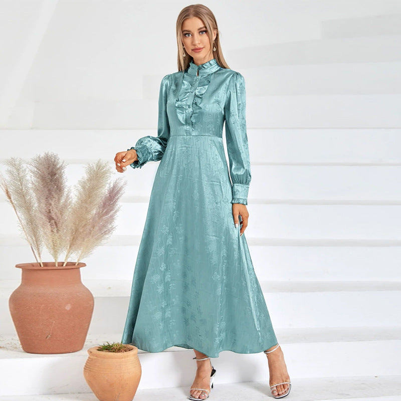 Robe longue décontractée à col roulé, mode automne