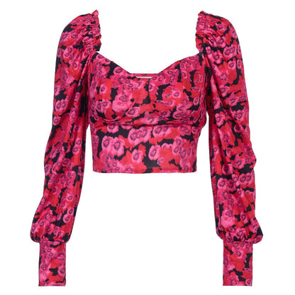 Printed short navel top