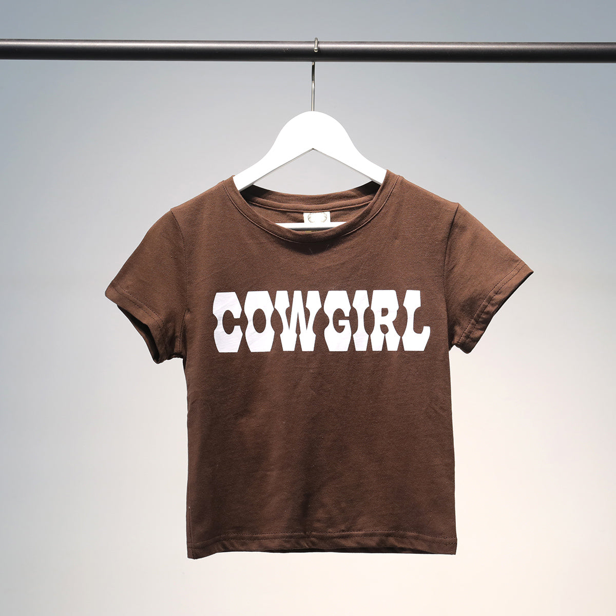 T-shirt vintage en coton imprimé lettre COWGIRL taille haute