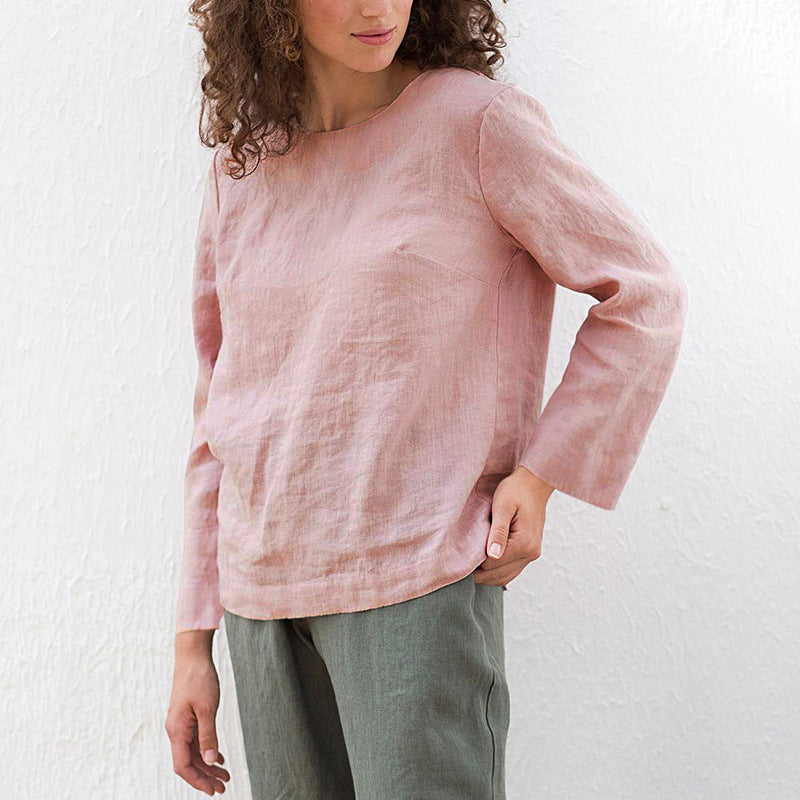 Linen And Cotton Niche Casual Bottoming Shirt