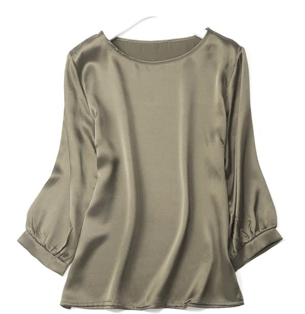 Chemise en satin brillant avec perles de soie et ver à soie haut de gamme