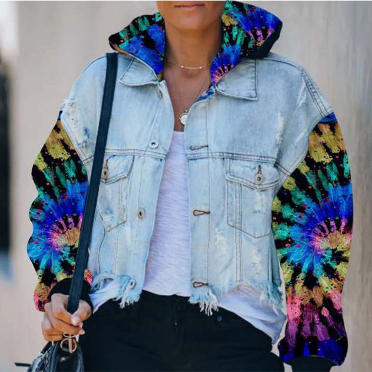 Veste en jean couleur assortie tie-dye