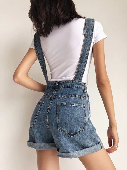 Loose-fitting Curl All-matching Jeans Suspender Pants