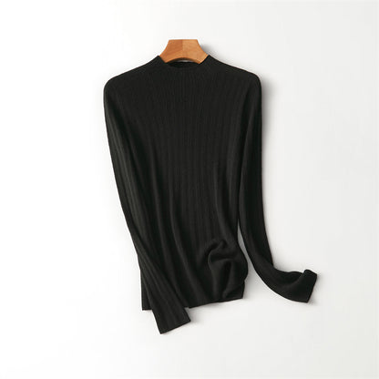 Women's All-wool Long-sleeved Sweater Seamless Worsted Half-turtleneck Mernu Sunken