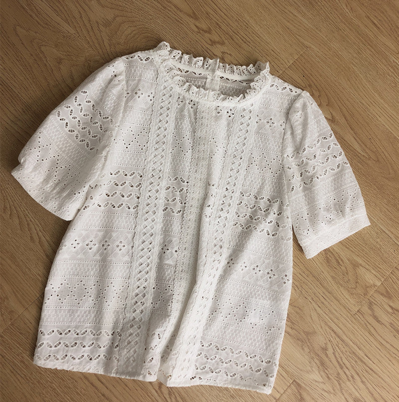 Doublure de chemise au crochet en dentelle rétro pour femme