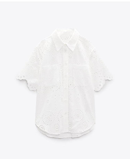 Robe longue brodée d'été, chemise à manches courtes et Short, nouvelle collection