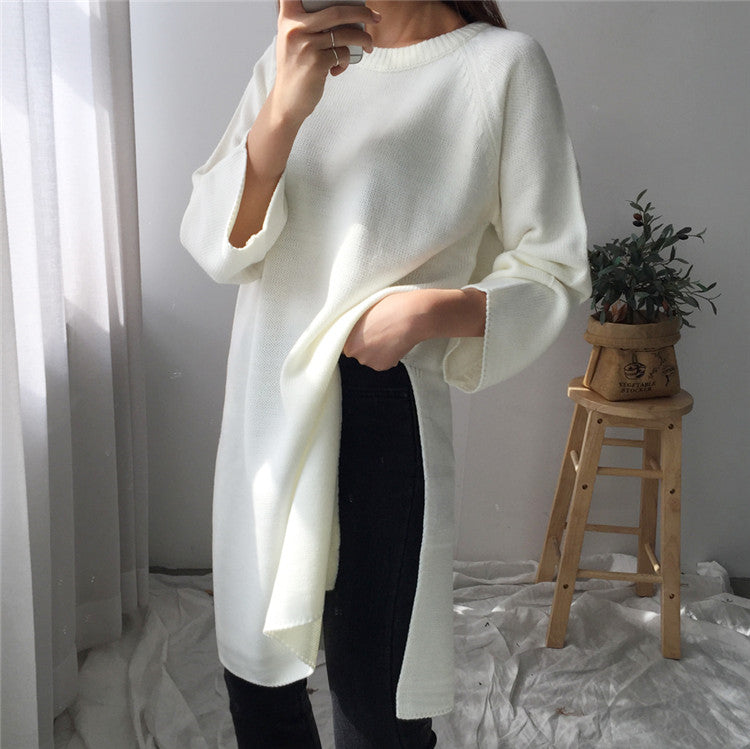 Oversized loose mid-length sweater