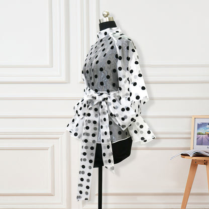 Haut cardigan à pois noué