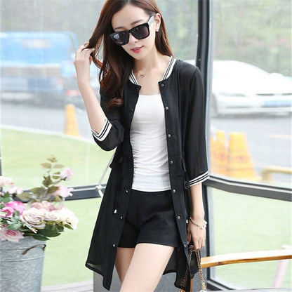 Oversized loose air conditioning shirt chiffon shirt