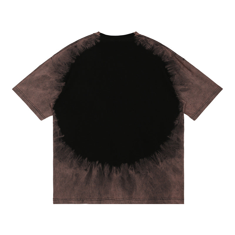 High Street Hip Hop Distressed Gradient Tie Dye T-Shirt