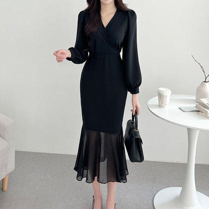 Fashion Personality Puff Sleeve Fishtail Dress Women