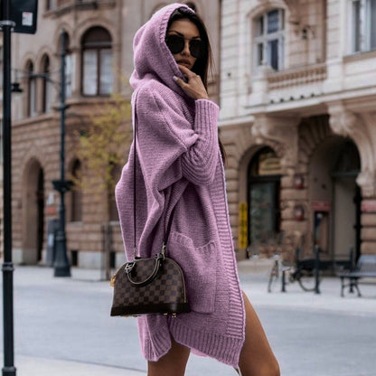 Suéter Suéter de bolsillo con capucha y costuras para mujer