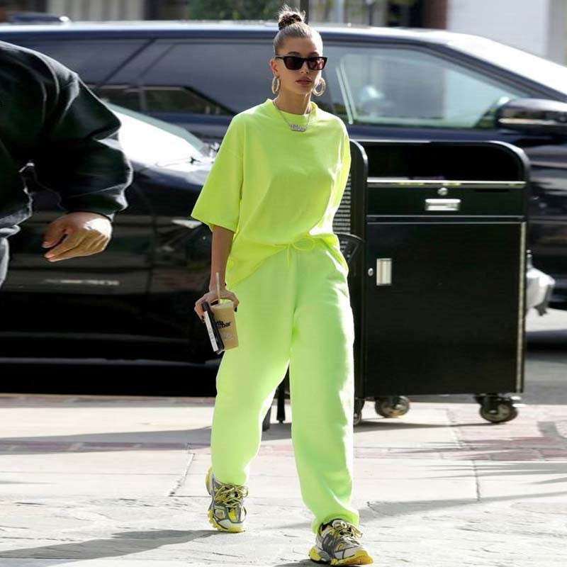 Fluorescent green shirt loose and thin bf wind