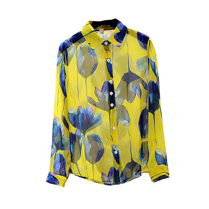 Ladies printed chiffon shirt