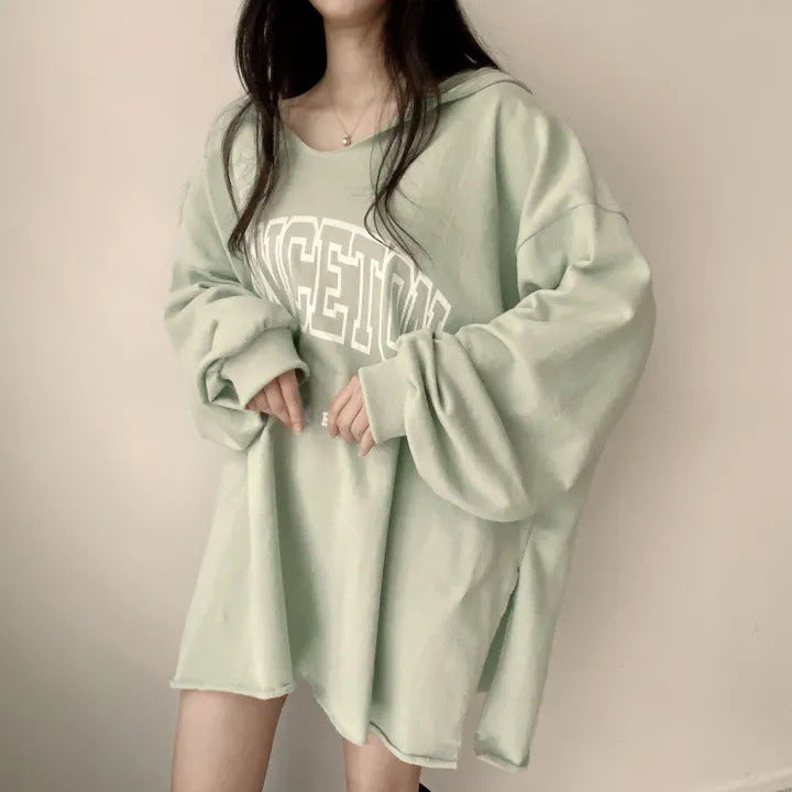 Korean Style Letter Hooded Loose Spring And Autumn Sweater