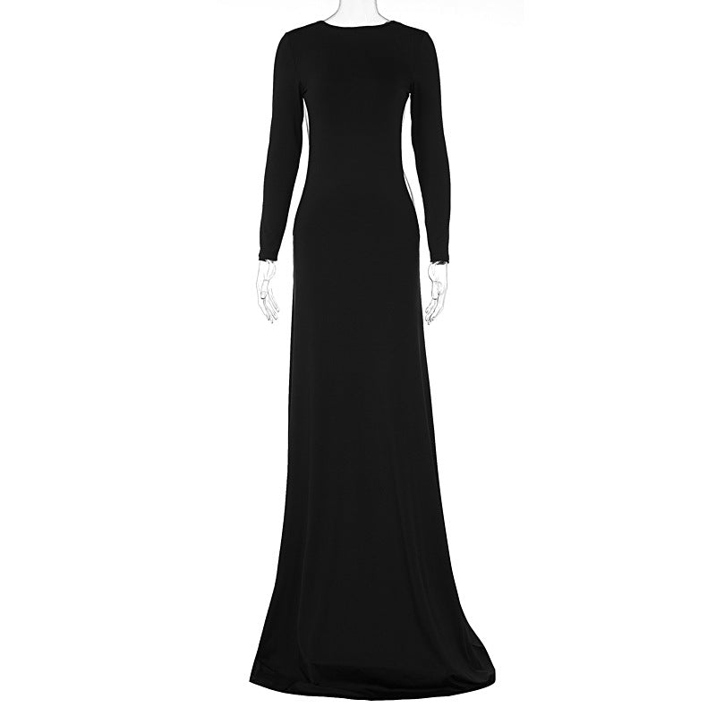 Women's Fashion Backless Long Sleeve Mop Formal Dress