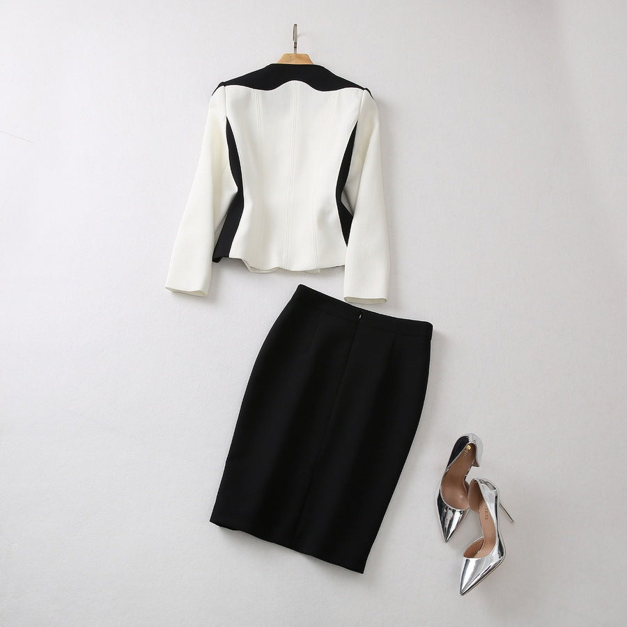 V-neck Small Suit Package Hip Skirt Commuting Suit