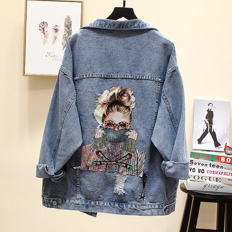 Loose denim jacket top