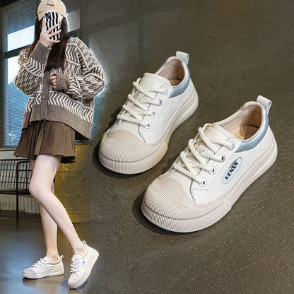 Women's First Layer Cowhide New Single Layer Shoes White Shoes