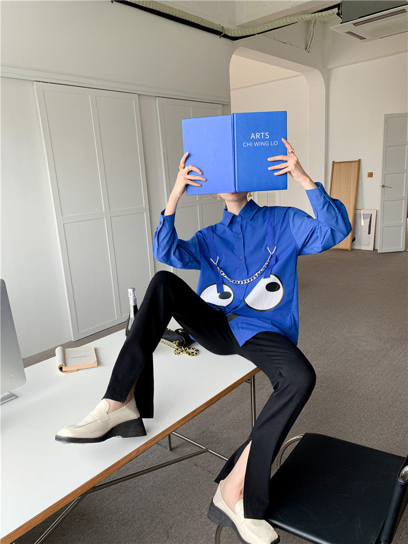 New Klein Blue Cartoon Blouse Shirt