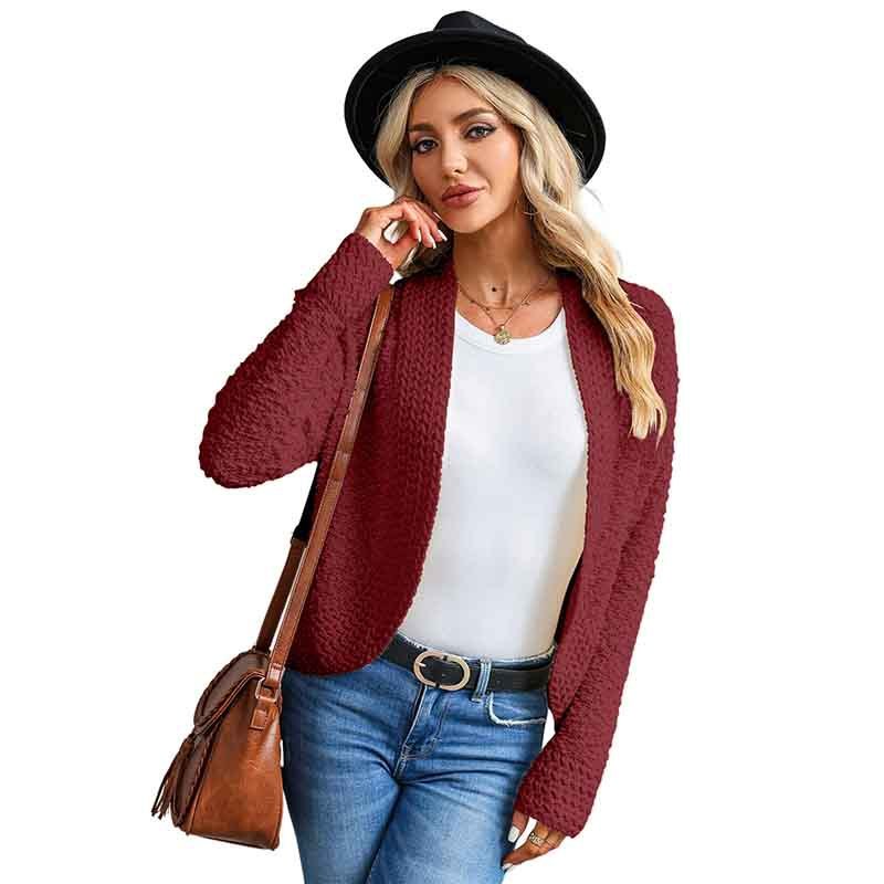 Simple Solid Color Outerwear Knitwear For Women