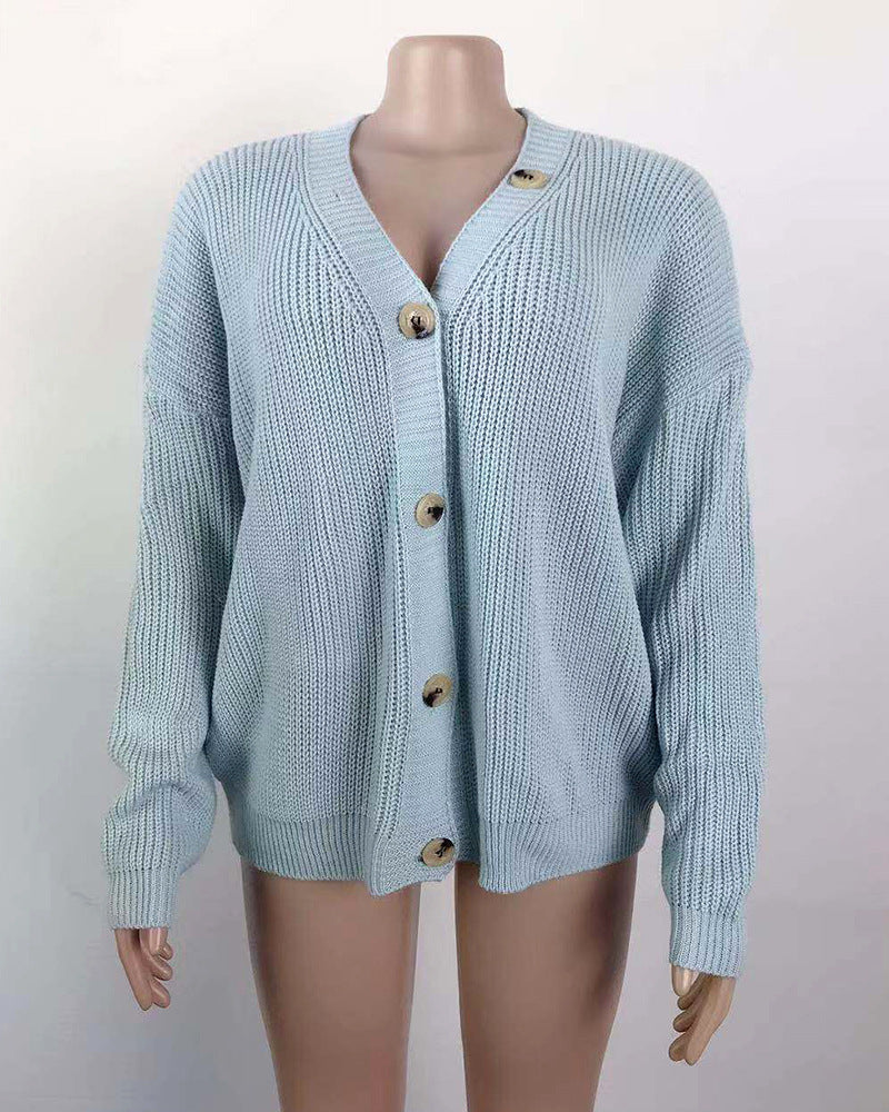 Single-row button cardigan sweater