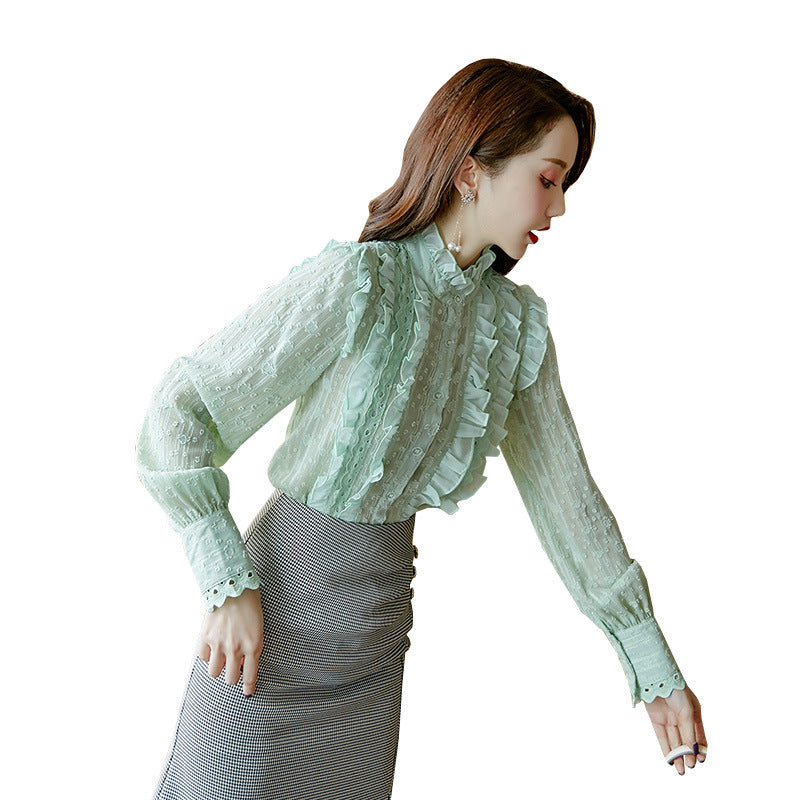 French elegant chiffon shirt women