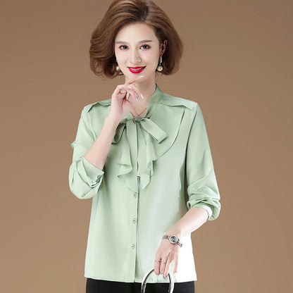 New Mother Spring  Ruffled Western-style Bottoming Shirt