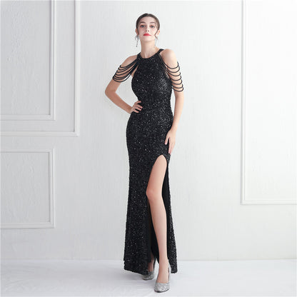 Banquet Temperament Long Backless Evening Gown Dress