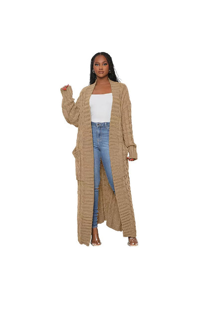 Lazy Pocket Long Twist Sweater Coat