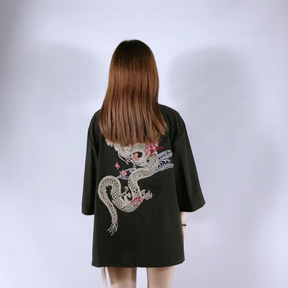 Début automne Cardigan japonais Kimono Harajuku broderie