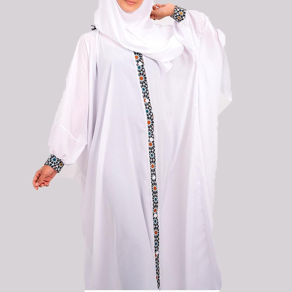 White Women's Robe Bohemian Print